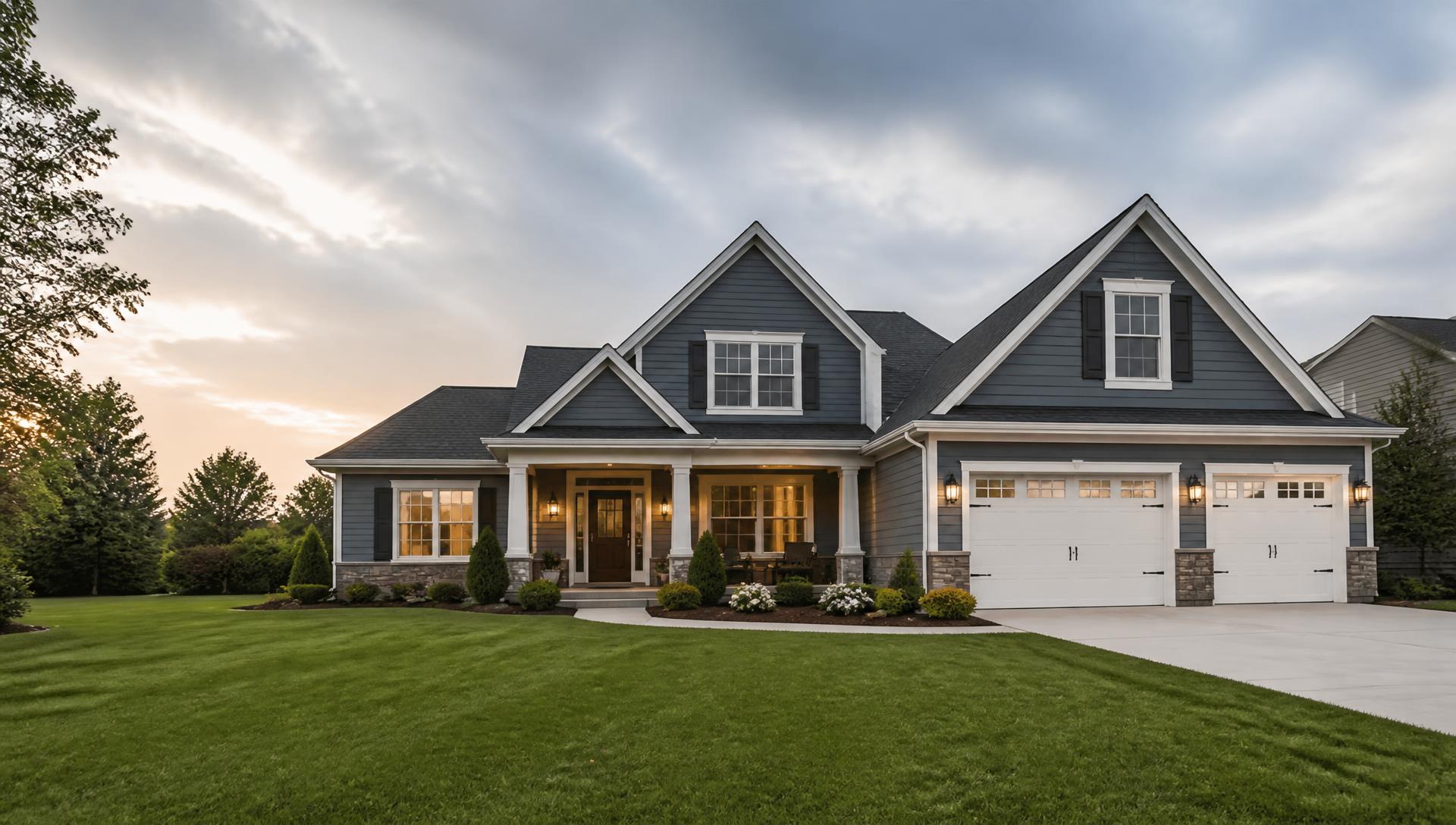 Well-kept Chicagoland home at sunset